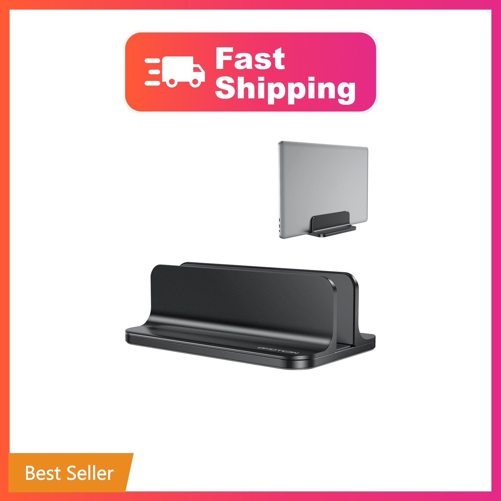 OMOTON Vertical Laptop Stand Holder, Adjustable Dock for MacBook, Black | Alu...