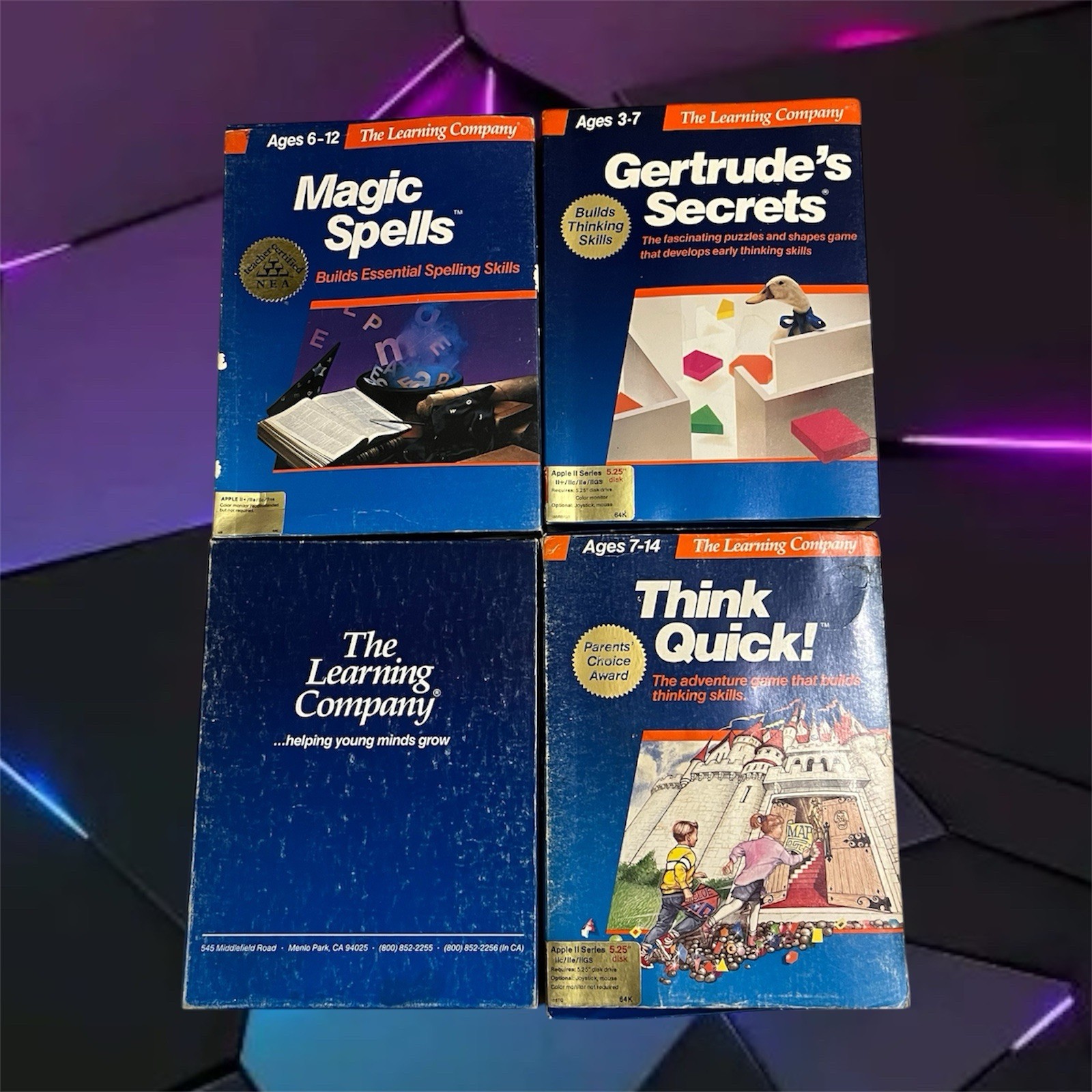 Learning Company Apple II Lot Think Quick Writer Rabbit Magic Spells Gertrudes