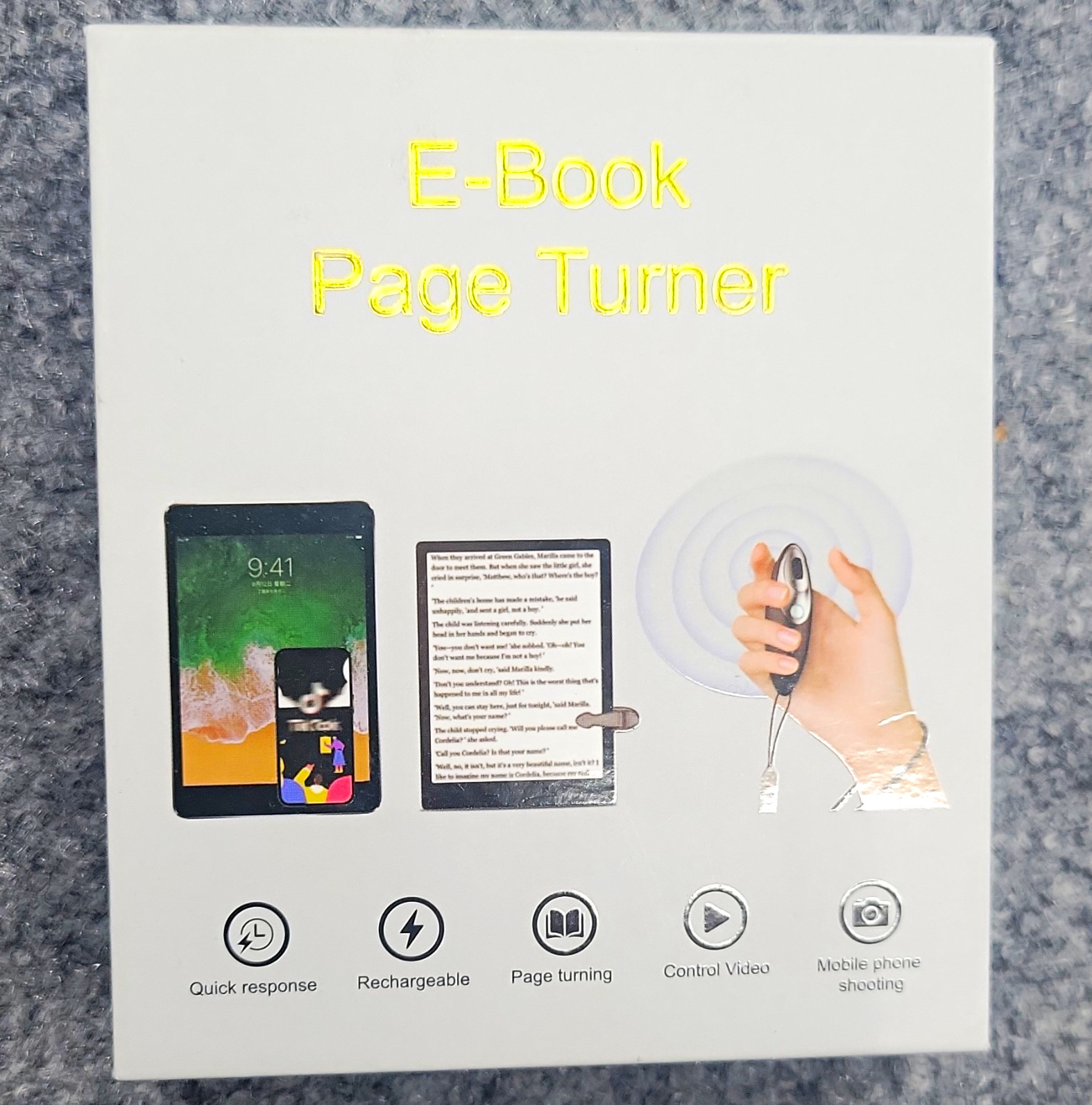 E-Book Page Turner Rechargeable Remote Page Turning Device, Black