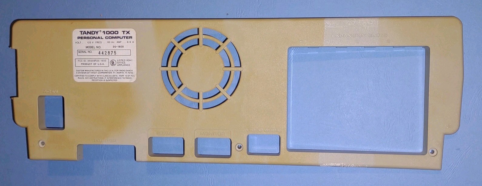 Tandy 1000 TX Personal Computer REAR COVER ONLY Vintage