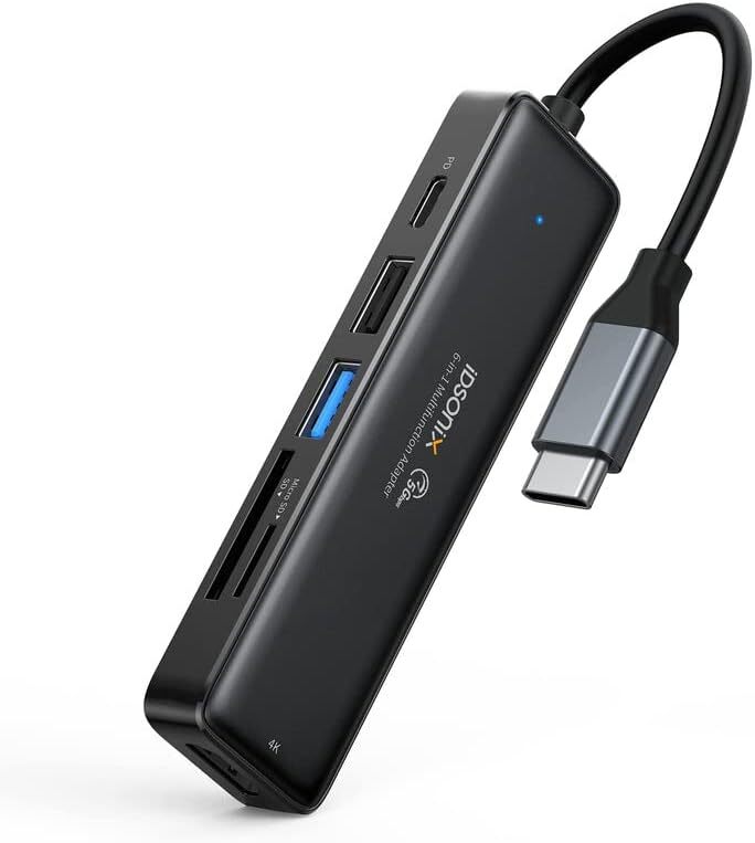 iDsonix USB C HUB Multiport USB Hub 6-in-1 4K HDMI USB 3.0 for MacBook Pro Air