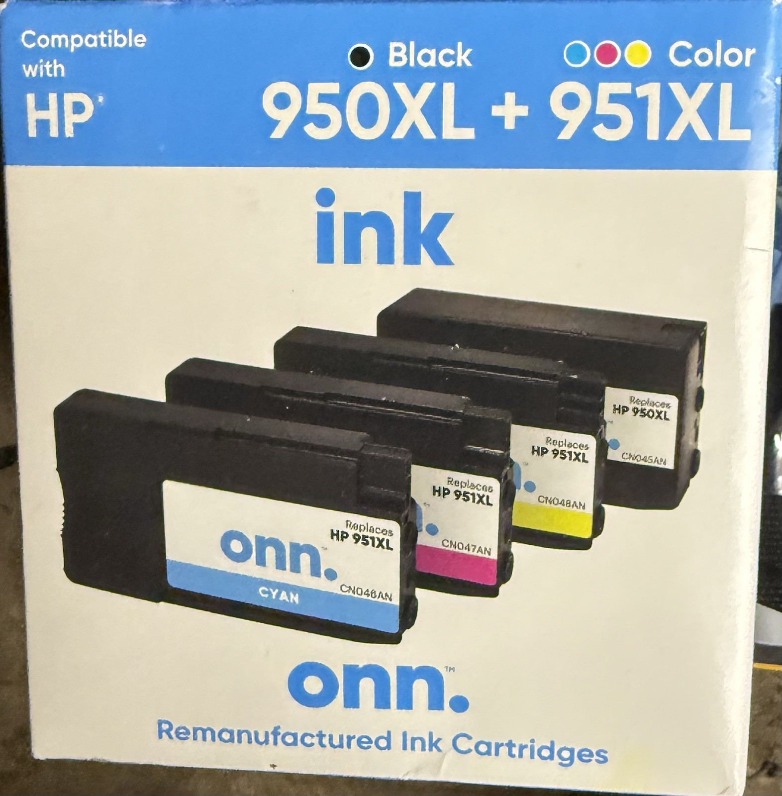 onn. HP 950XL Black + 951XL Color Ink Cartridges Combo