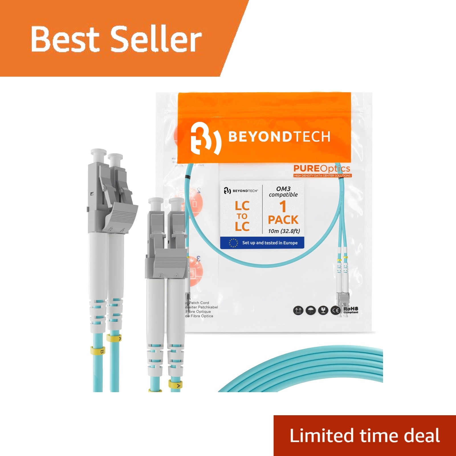 BEYONDTECH LC to LC Fiber Cable 10m (32ft)