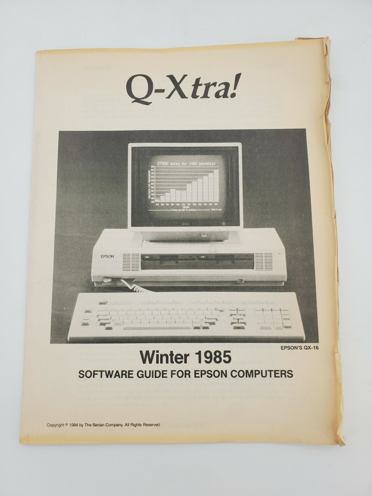 Vintage Q-Xtra Issue #2 Winter 1985 Software Guide for Epson Computers