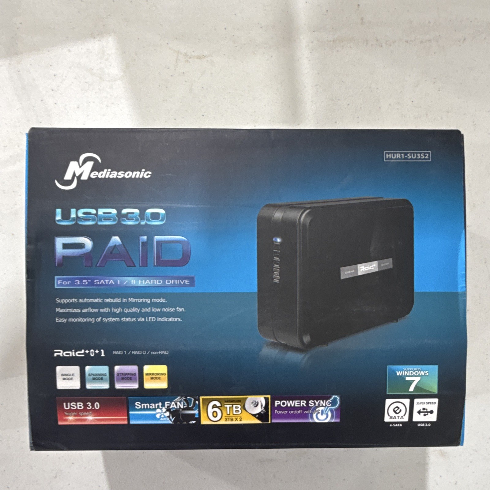 Mediasonic HUR1-SU3S2 USB 3.0 eSATA RAID Enclosure for 3.5" SATA Drives Black
