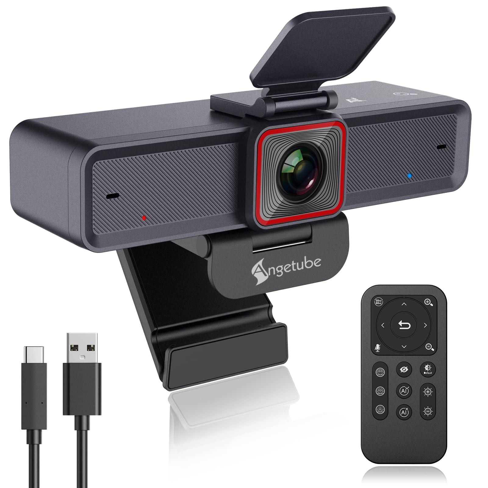4K Webcam: AI-Trackig Web Camera Dual Noise-Cancelling Microphones - HDR-Enabled