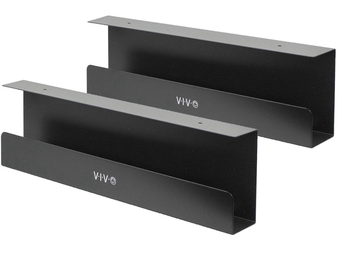 VIVO Black Dual Under Desk 17" Cable Management Trays, Wire Organizers (2 Pack)