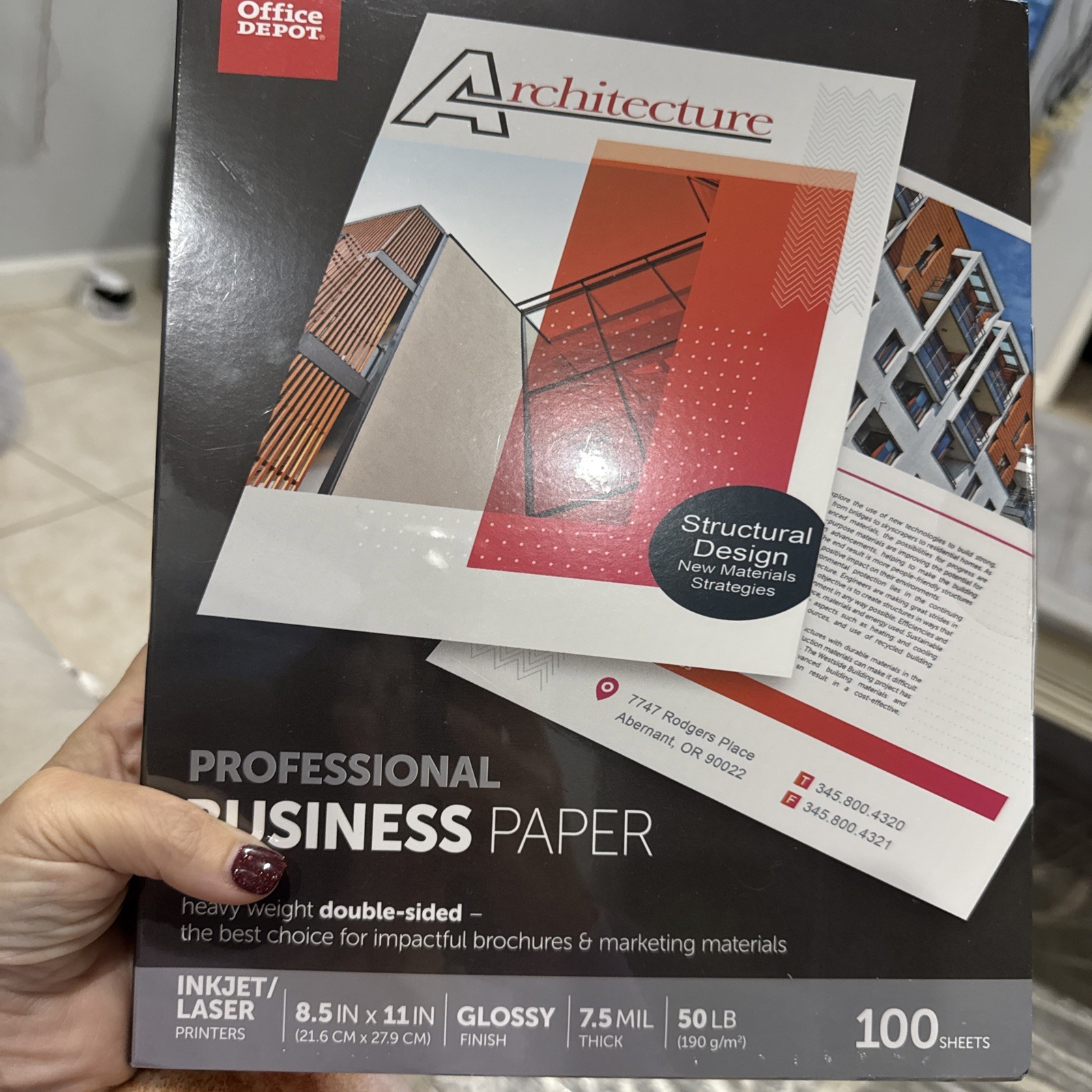 ARCHITECTURE-Office Depot,Business Paper Heavy Weight Double-Sided 100 Sheets