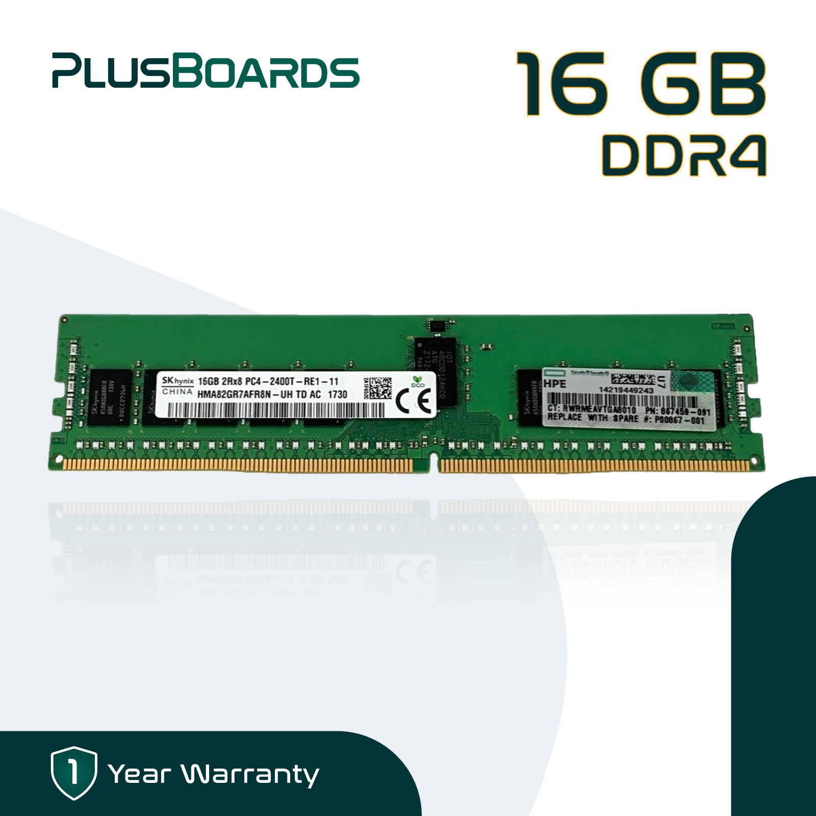 HP Original 16GB PC4-2400T DDR4 RDIMM 2400MHz 2Rx8 Memory