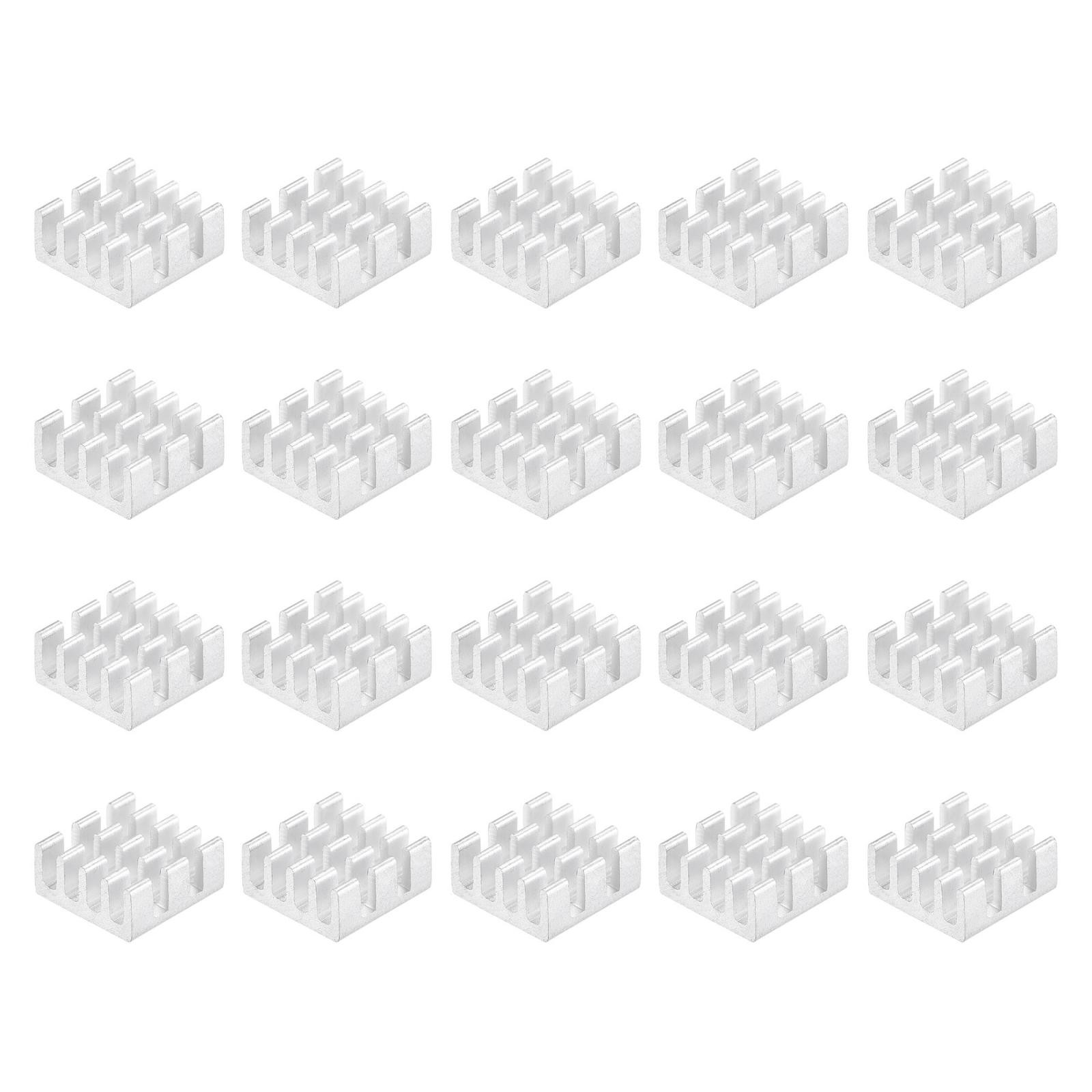 11x11x5mm Aluminum Heatsink Radiator for MOS IC Chip Silver Tone 20 Pcs