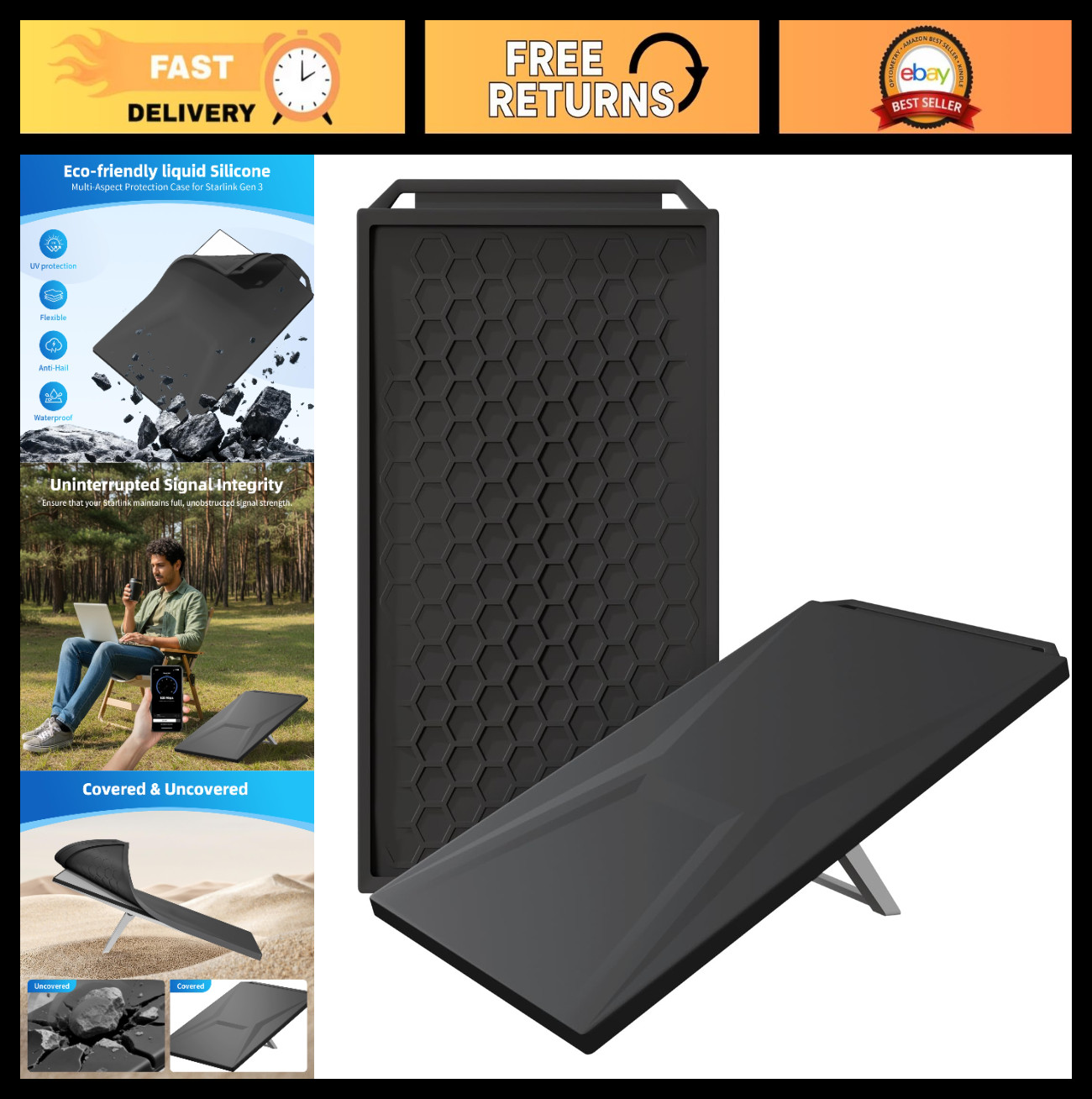 Silicone Protective Cover for Starlink Gen 3 Satellite Dish - Waterproof, Hailpr