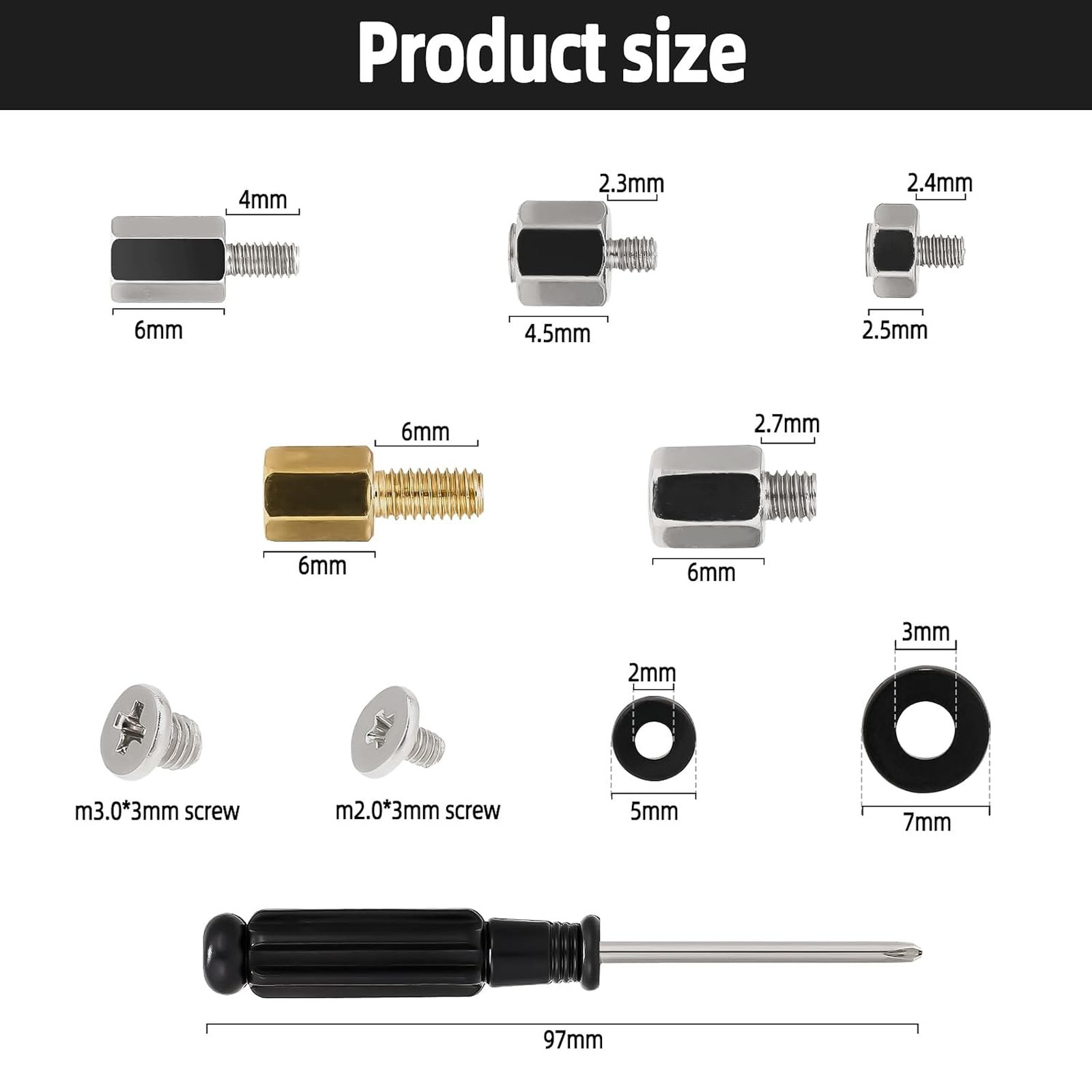 46Pcs M.2 NVMe SSD Mounting Screws Kit for ASUS Gigabyte MSI ASRock Motherboards