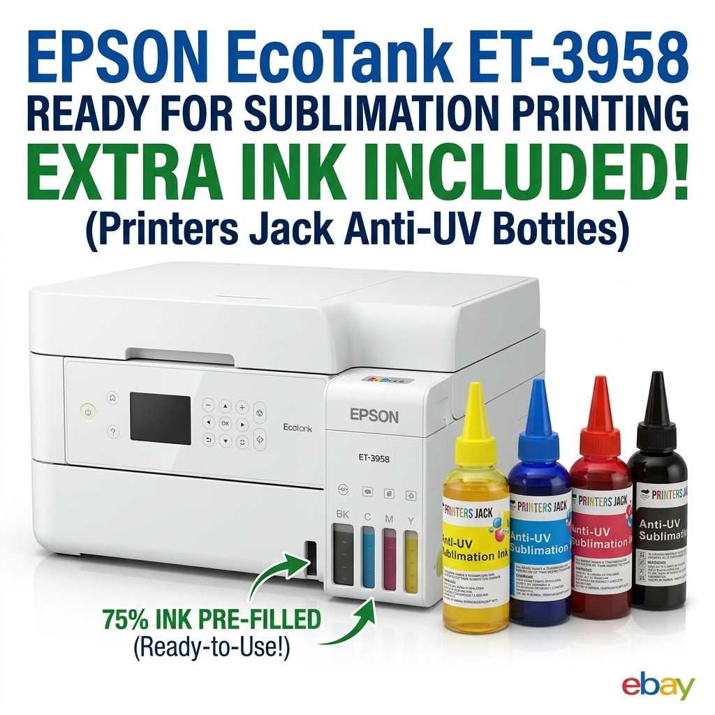 Epson EcoTank ET-3958–Ready for Sublimation Printing + Extra Ink Included