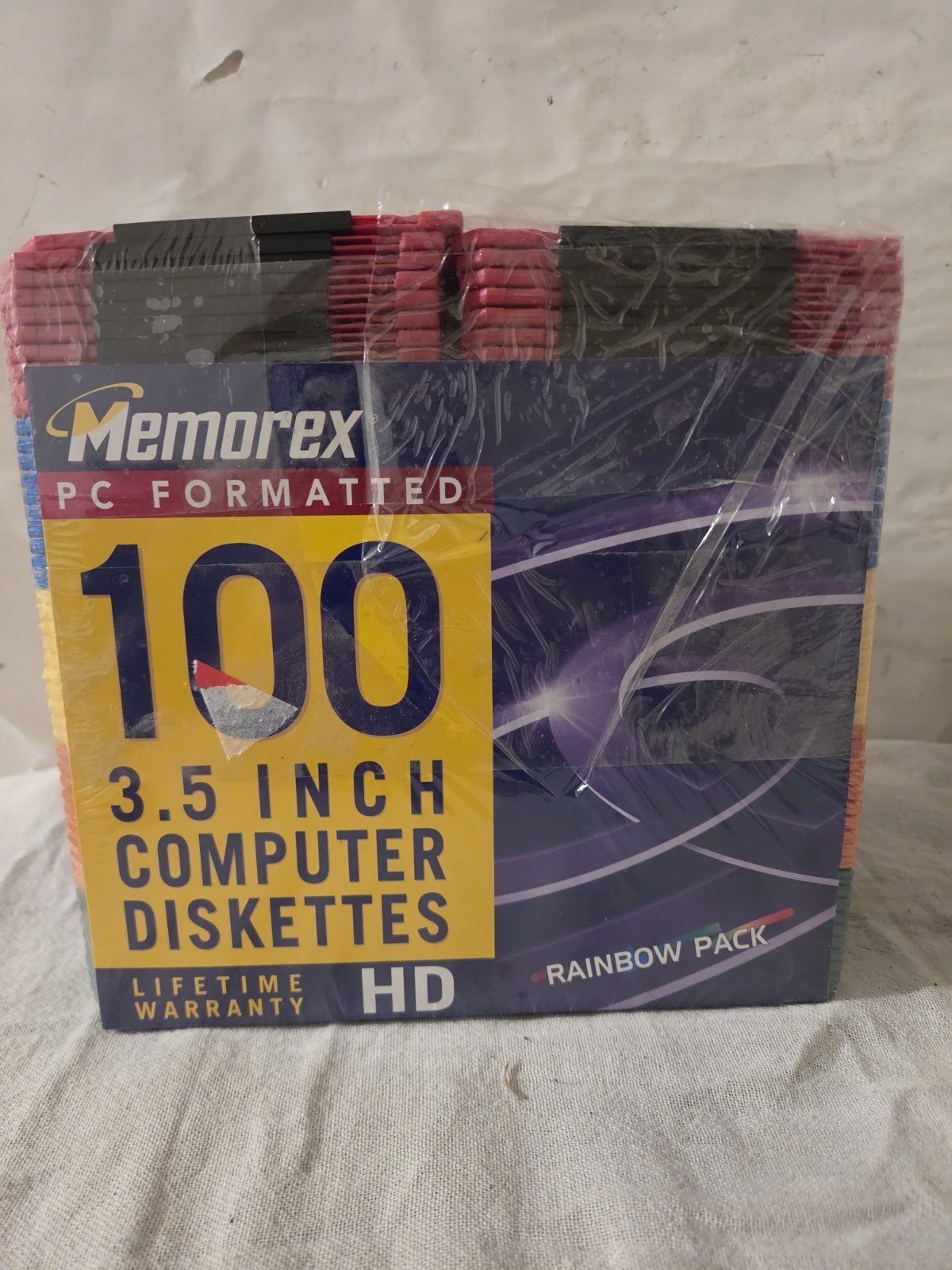 Memorex 99 open box  (100)Pack 3.5" Floppy Disks PC Formatted 1.44MB HD Rainbow 