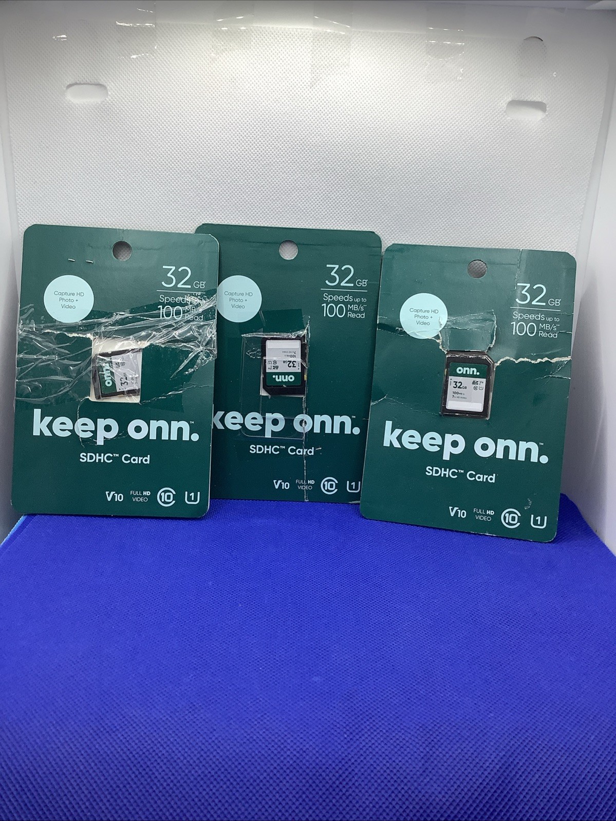 Keep Onn 32GB  10 SDHC Flash Memory Card up to 100MB/S Speed 3 PK Lot Pre-owned