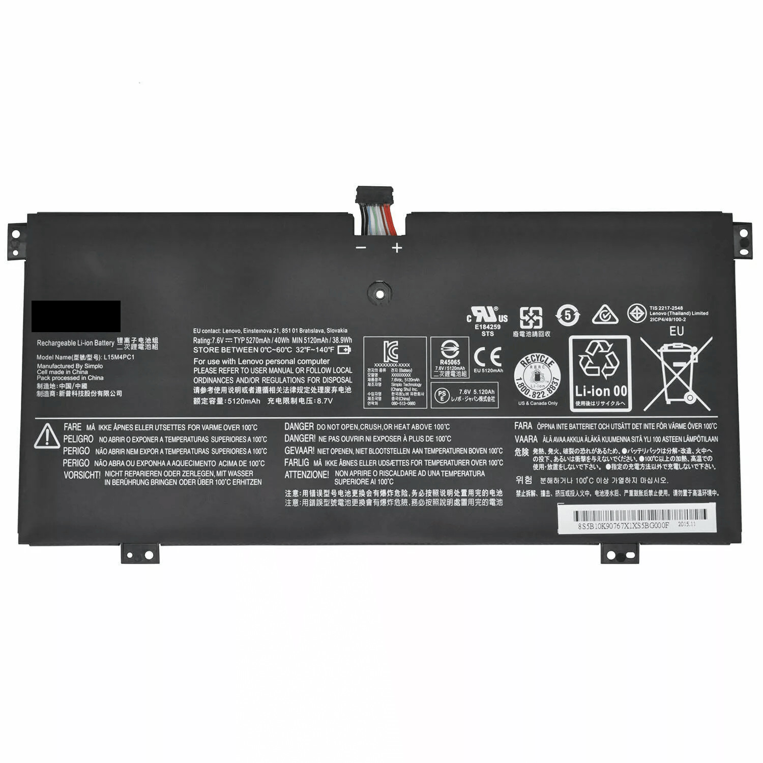 New Genuine L15M4PC1 L15L4PC1 Battery For Lenovo Yoga 710-11IKB 710-11ISK Series