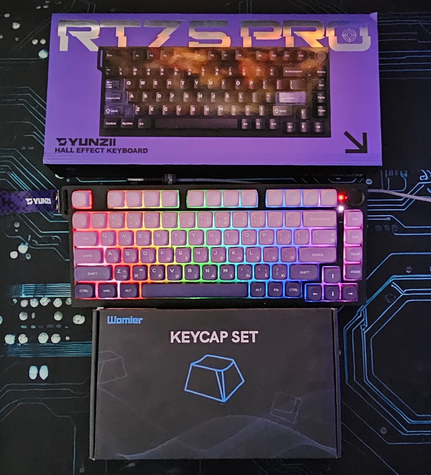 YUNZII RT75 PRO Dual 8K Wireless Gaming Keyboard + WOMIER THOCKY keycaps