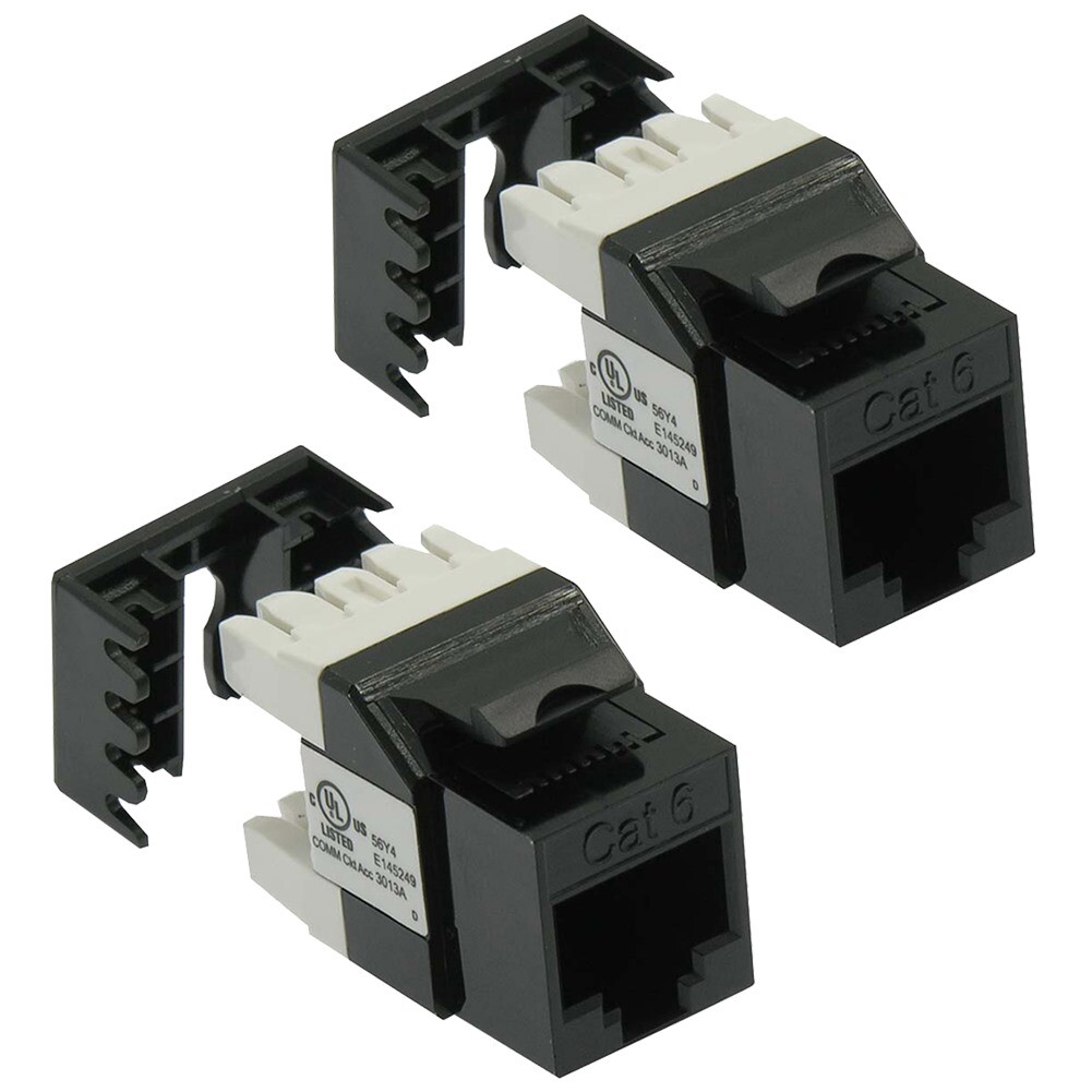 2x CAT6 RJ45 Network LAN Ethernet Keystone Jack 180 Degree 110 Punch Down Black