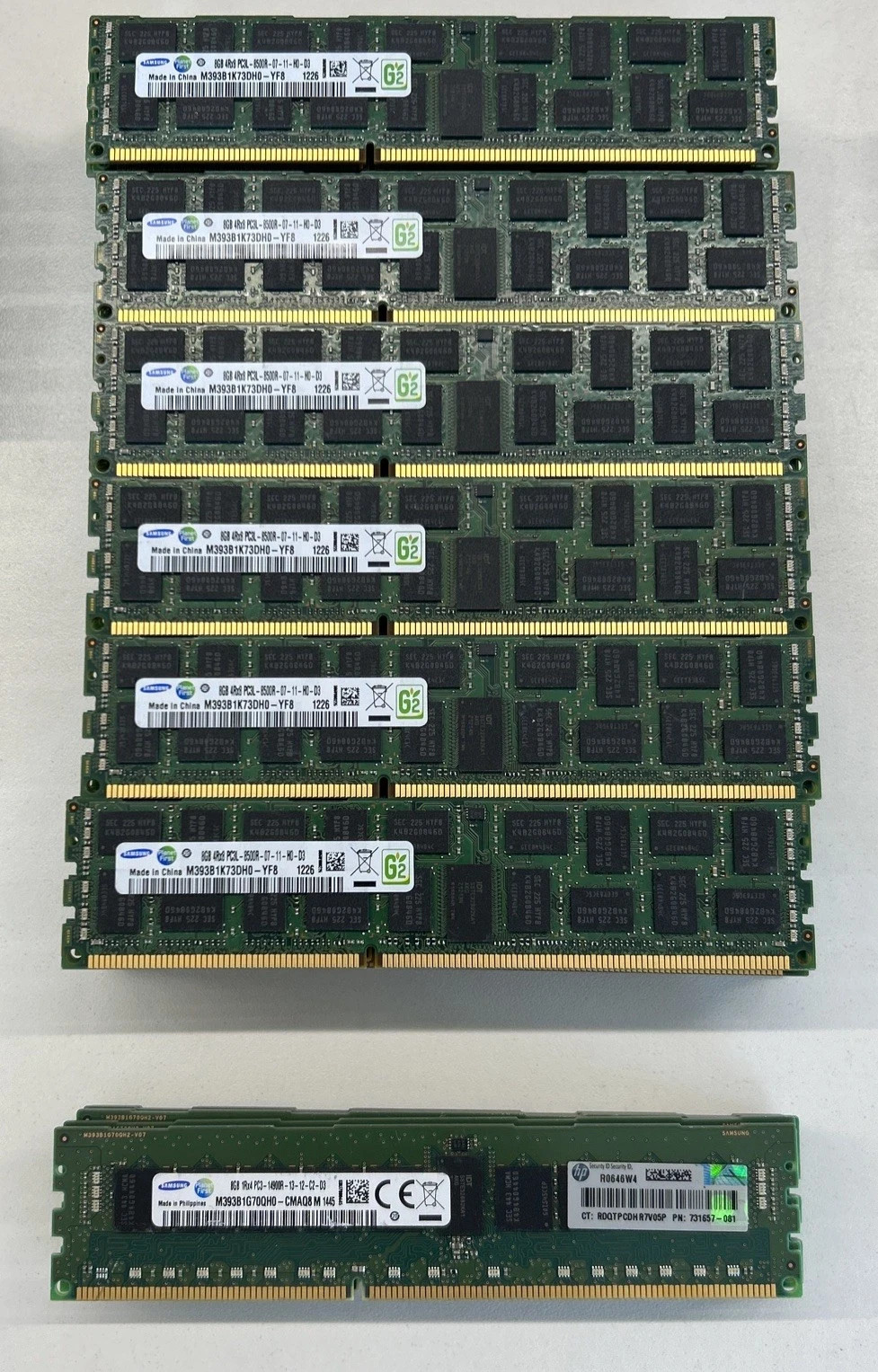Lot of 25 8GB DDR3 DD3L SERVER MEMORY RAM - MIXED BRANDS AND SPEED