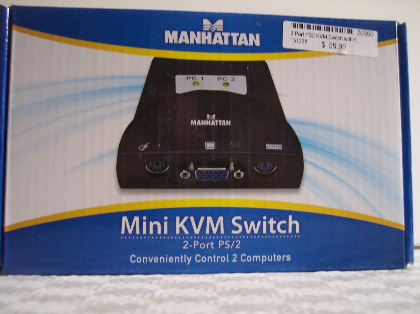 New 2-Port Mini KVM Switch 2-Port PS/2 ~ Manhattan 151238