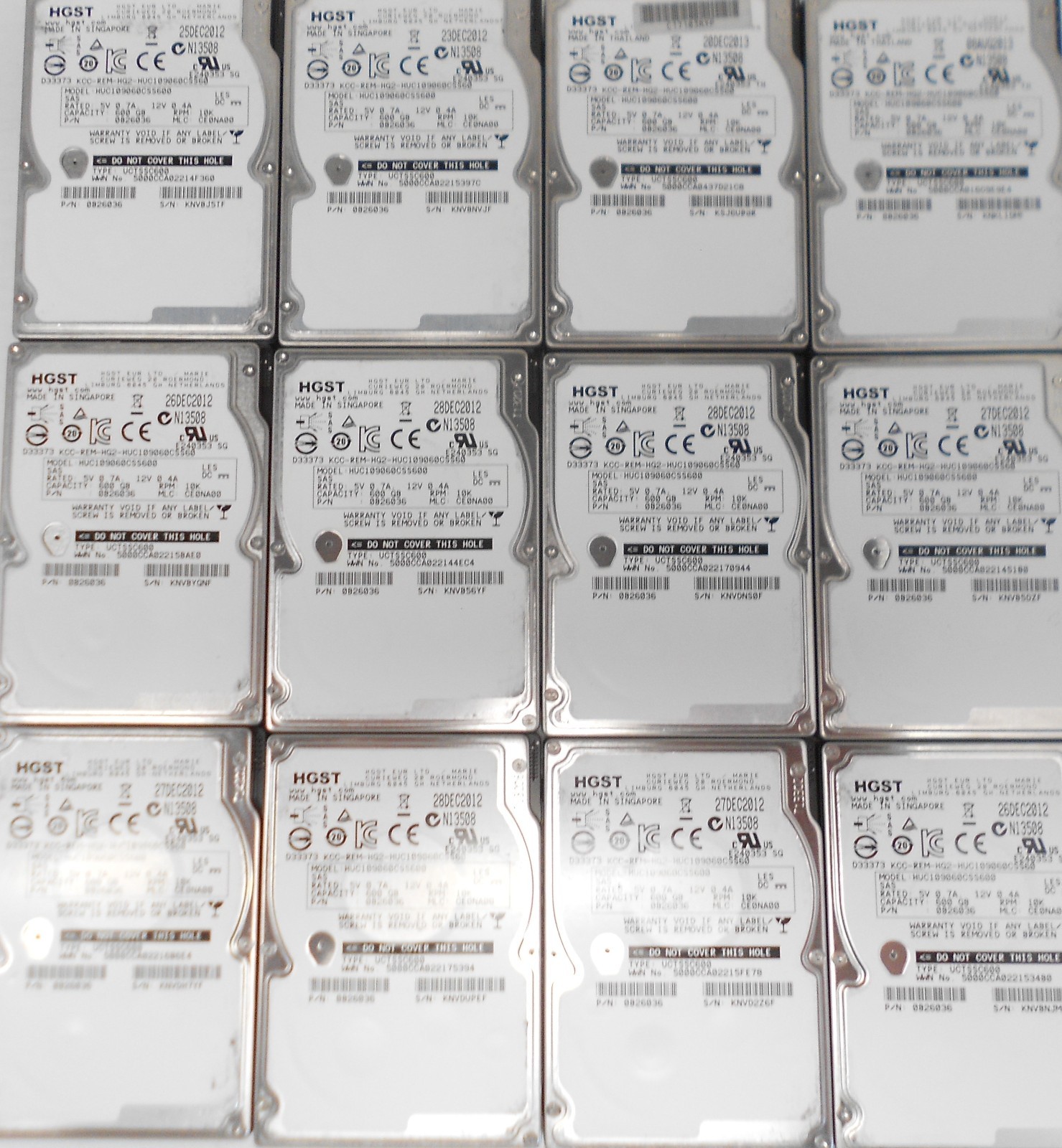 LOT OF 24 HGST HUC109060CSS600 600GB 10K SAS 2.5" 6Gbs Server Hard Drive Dell HP