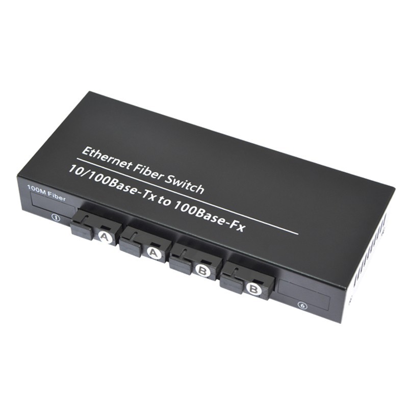 Fiber Optical Media Converter 10/100M Single Mode 20Km 4 SC 2 RJ45 Fiber Switch