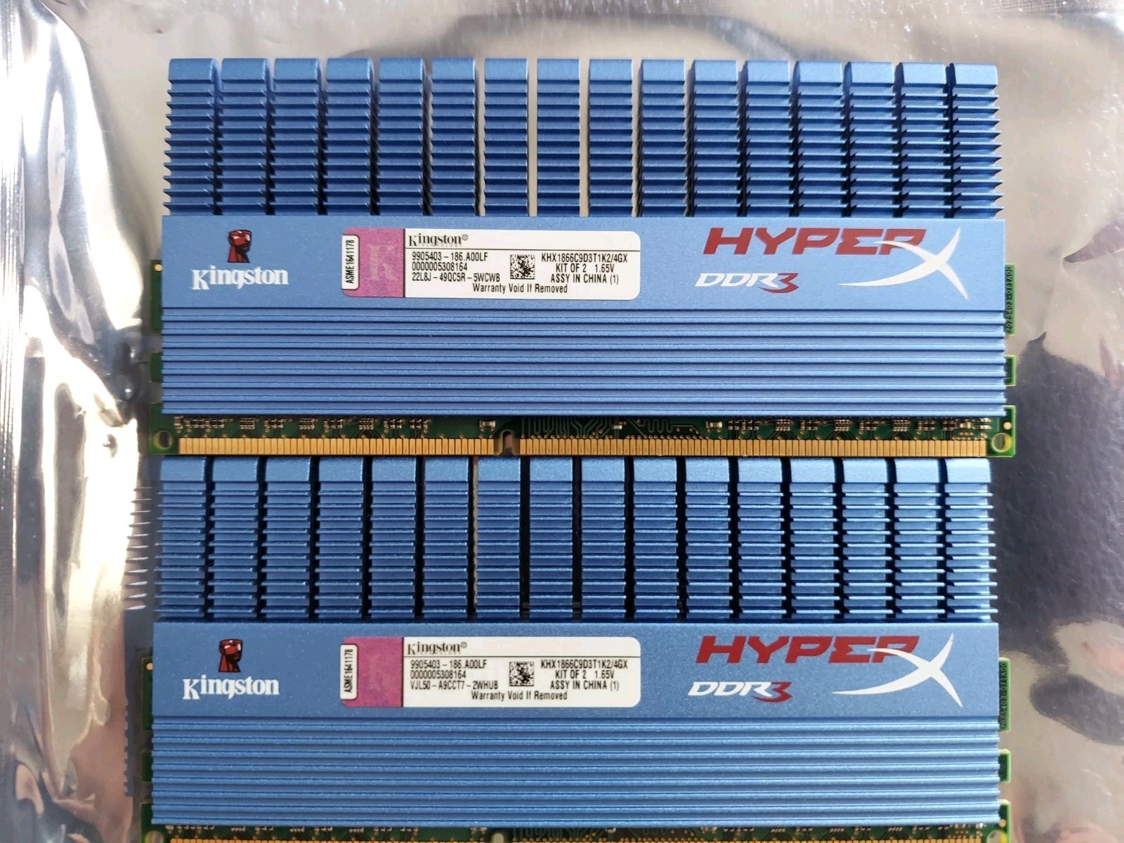 Pair Tested GOOD Kingston HyperX XMP 2GB KHX1866C9D3T1K2/4GX DDR3-1866 4GB