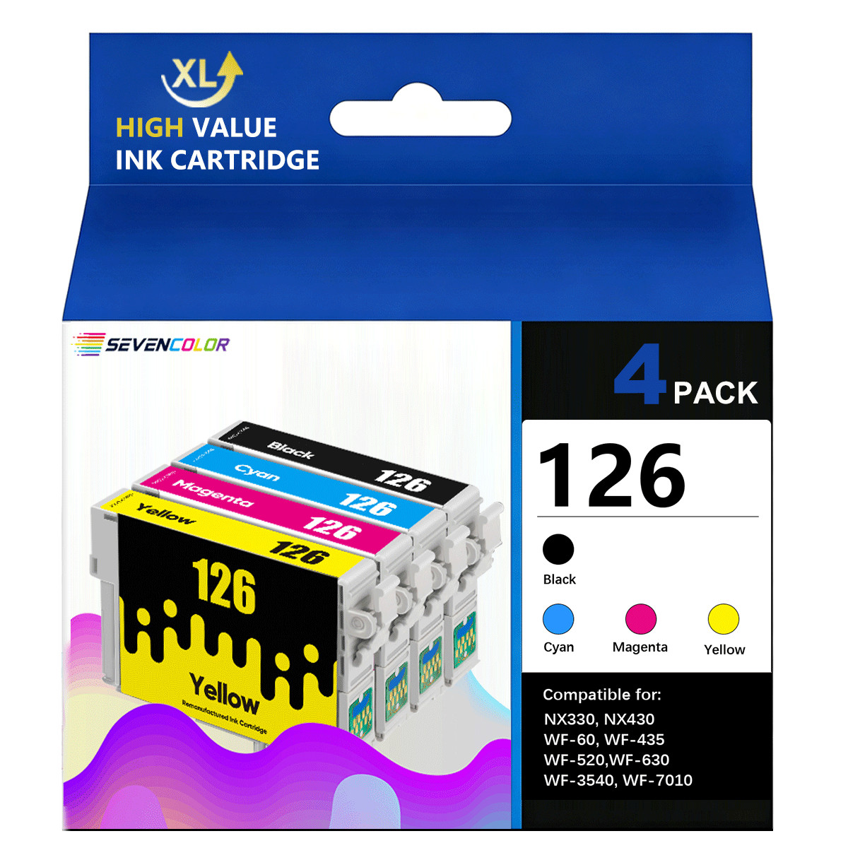 126 Ink Cartridge Combo Pack(KCMY) - Compatible for Espon NX330, NX430 Printer