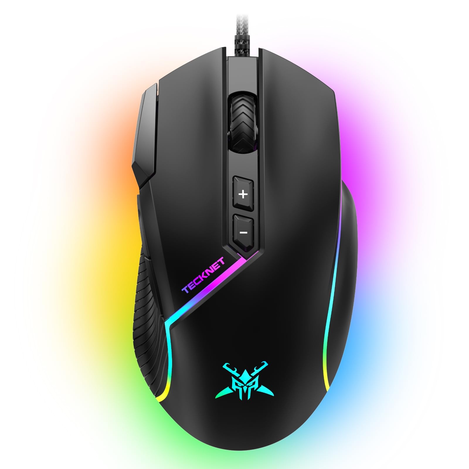 TECKNET Wired Gaming Mouse 12800 DPI 8 Buttons 13 RGB Backlit Optical Mouse