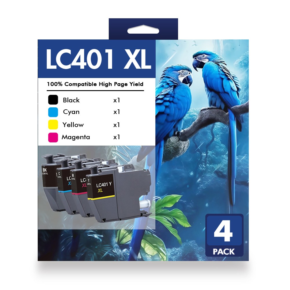 4pk LC401XL LC401 Ink Cartridges for Brother MFC-J1010DW MFC-J1012DW MFC-J1170DW