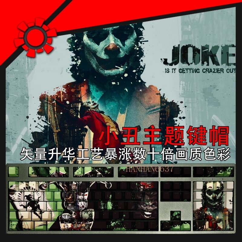108 Keys DC Comic Joker Transparent Key Cap Supervillain Batman DC Peripherals