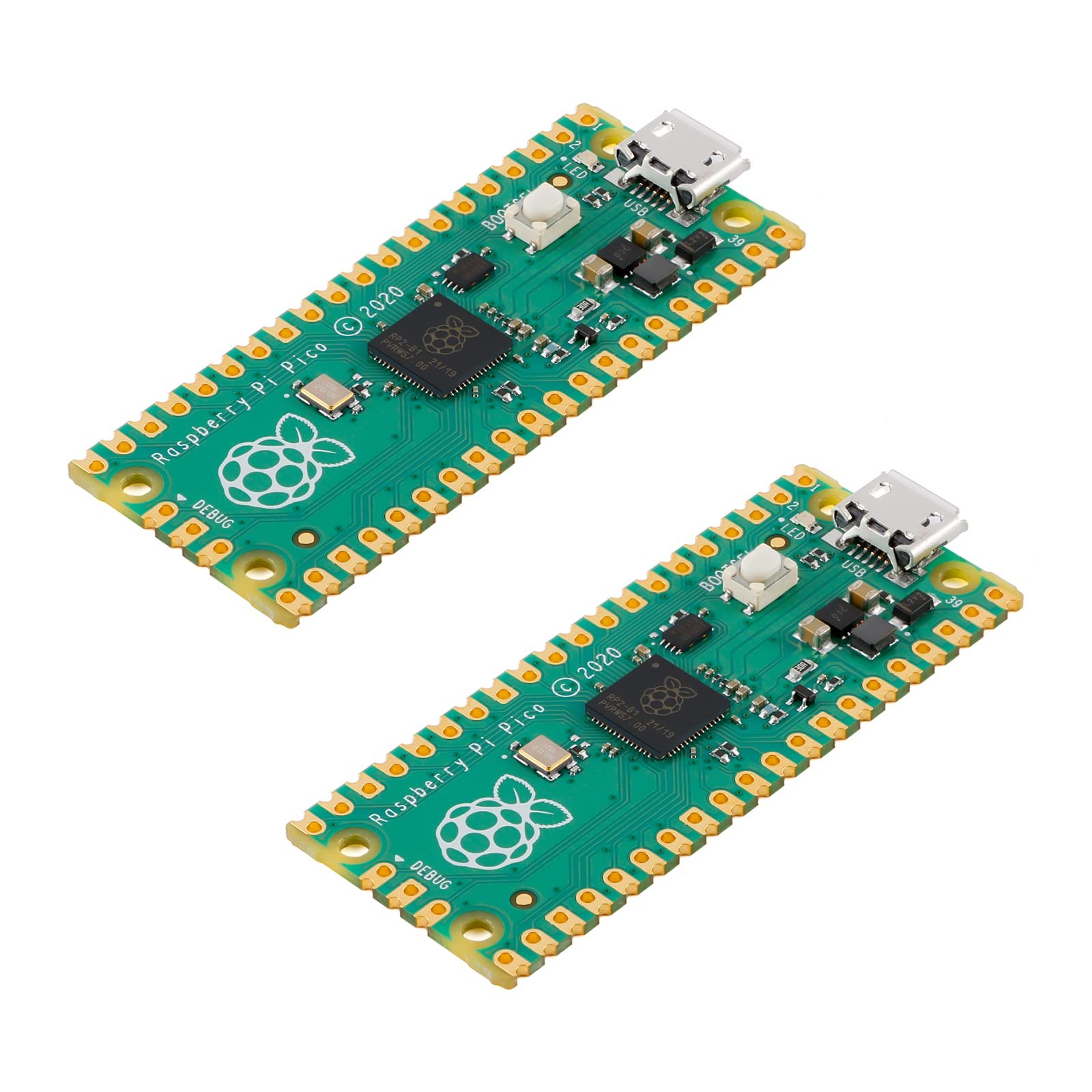 2Pcs Raspberry Pi Pico Development Board, RP2040 Dual-core Green