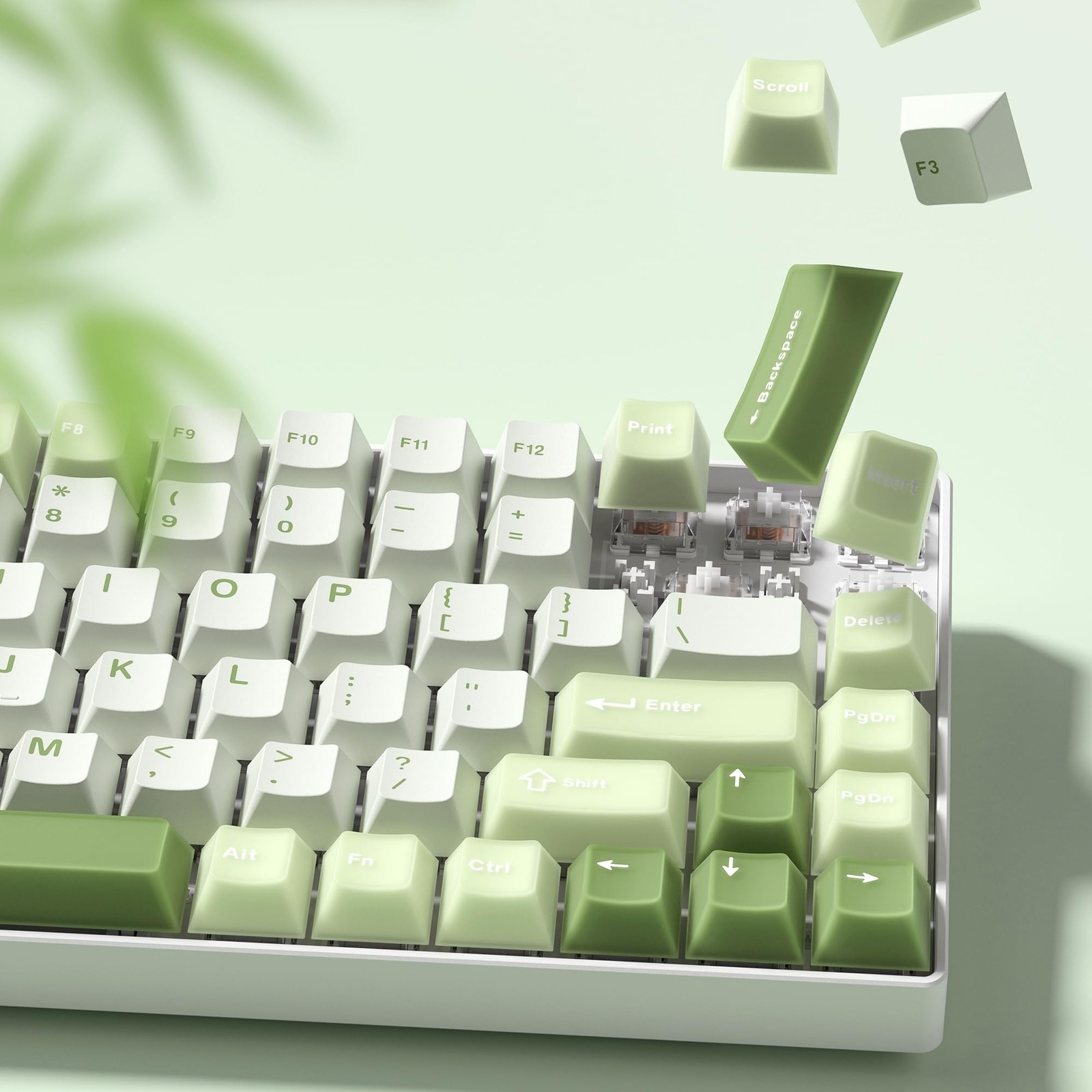 Matcha Green Jelly PBT Keycaps 127 Keys Cherry Profile Translucent Jade MX
