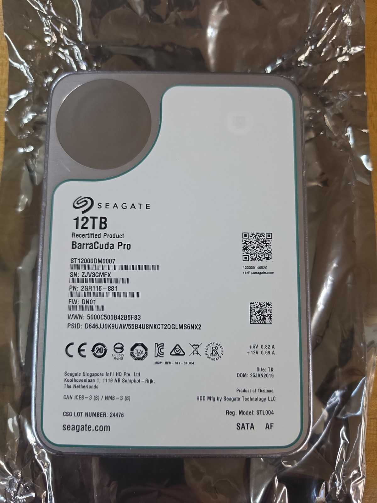 Seagate BarraCuda Pro ST12000DM0007 12TB SATA 7200RPM 2GR116-881 Recertified