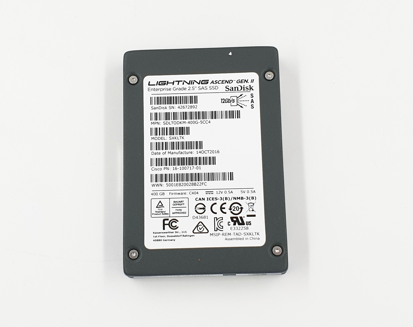 CISCO LIGHTNING Enterprise Grade 2.5" 400GB SAS SSD  SDLTODKM-400G-5CC4