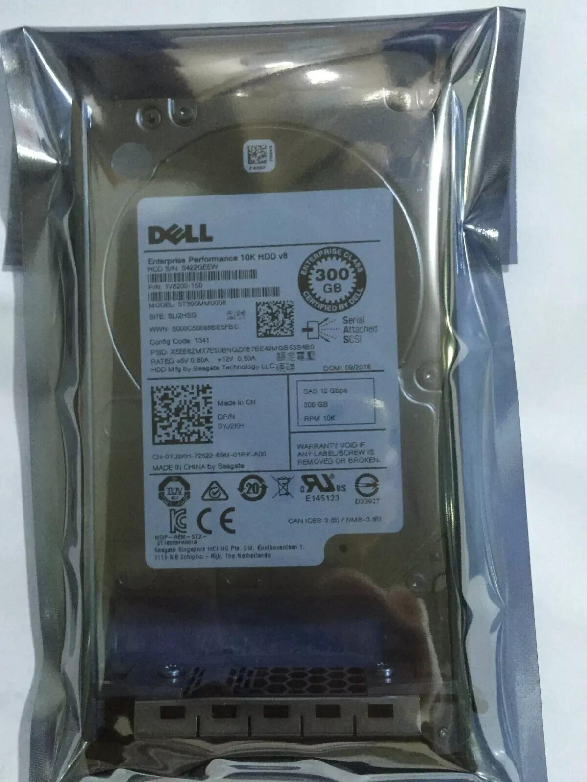 Used DELL 300GB 10K 12GBPS SAS 2.5'' ENTERPRISE Hdd W/TRAY 0YJ2KH YJ2KH