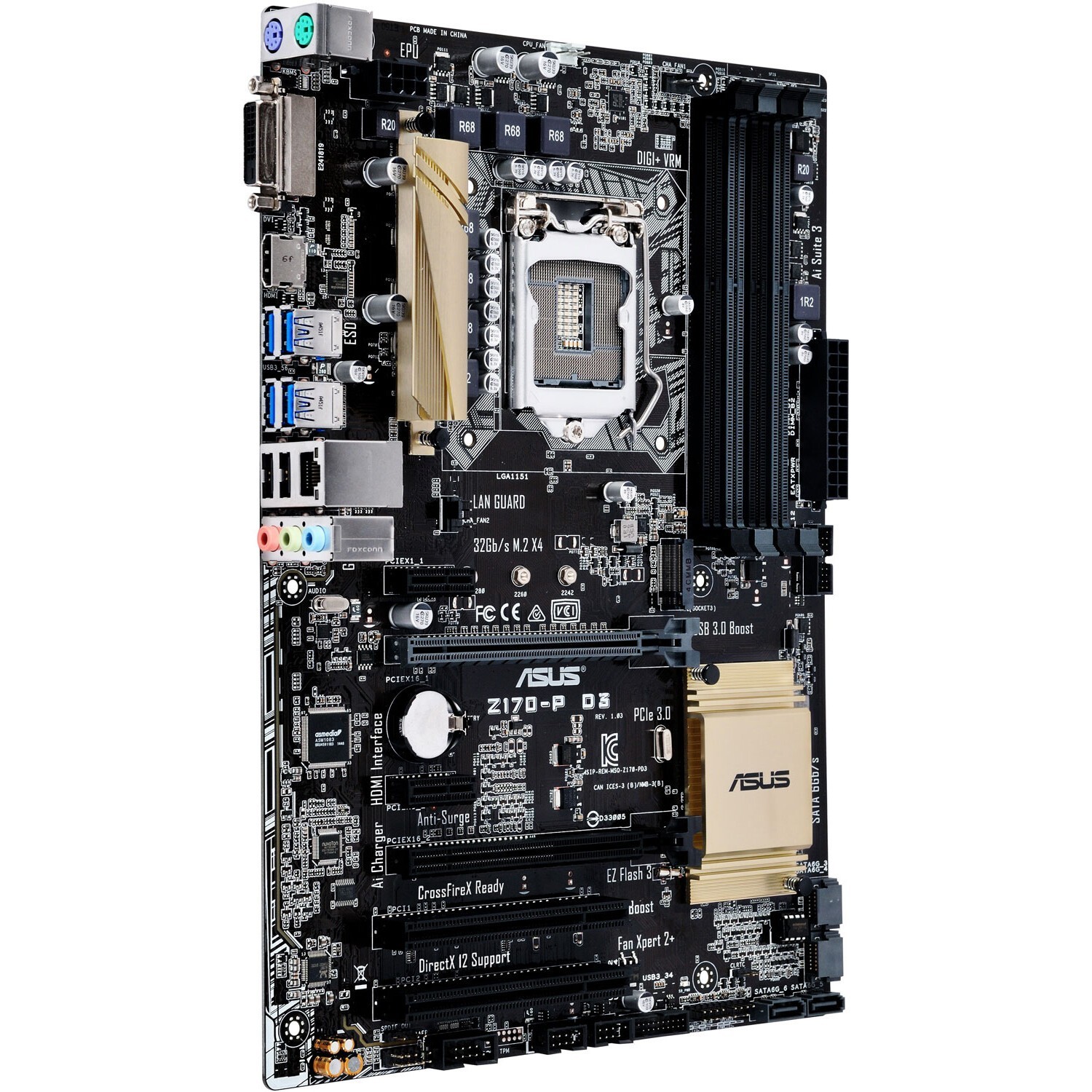 ASUS Z170-P D3 Motherboard Intel Z170 LGA 1151 DDR3 M.2 ATX DVI USB 3.0 Core