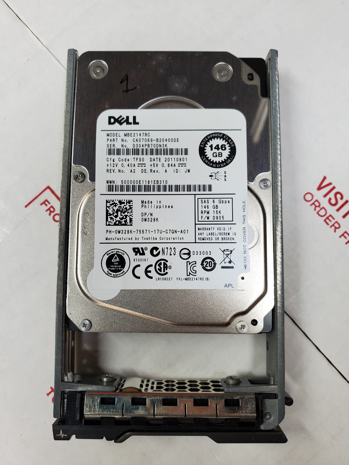 Dell 2.5 SFF SAS 146GB 15K RPM 6Gb/s Server Hard Drive MBE2147RC