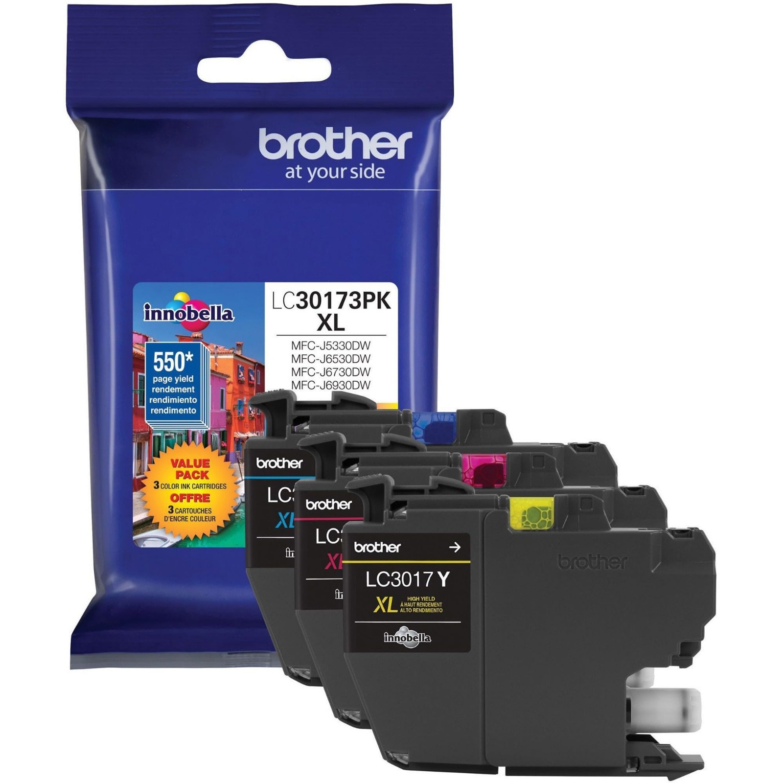 Brother LC30173PK High Yield XL Ink Cartridges 3-Pack Cyan Magenta Yellow New
