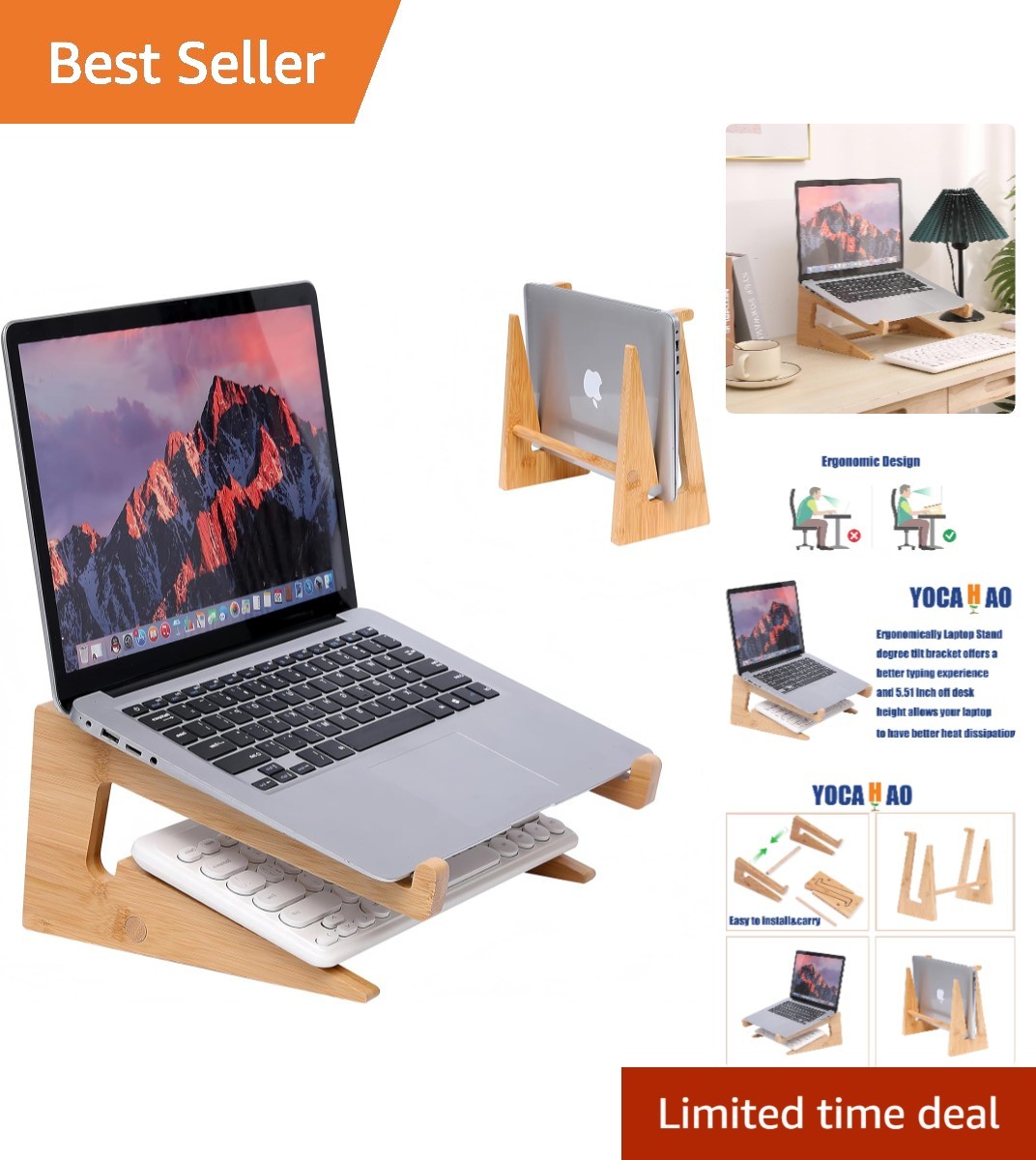 Ventilated Vertical Laptop Stand Compatible with 13-18.6in MacBook & PC