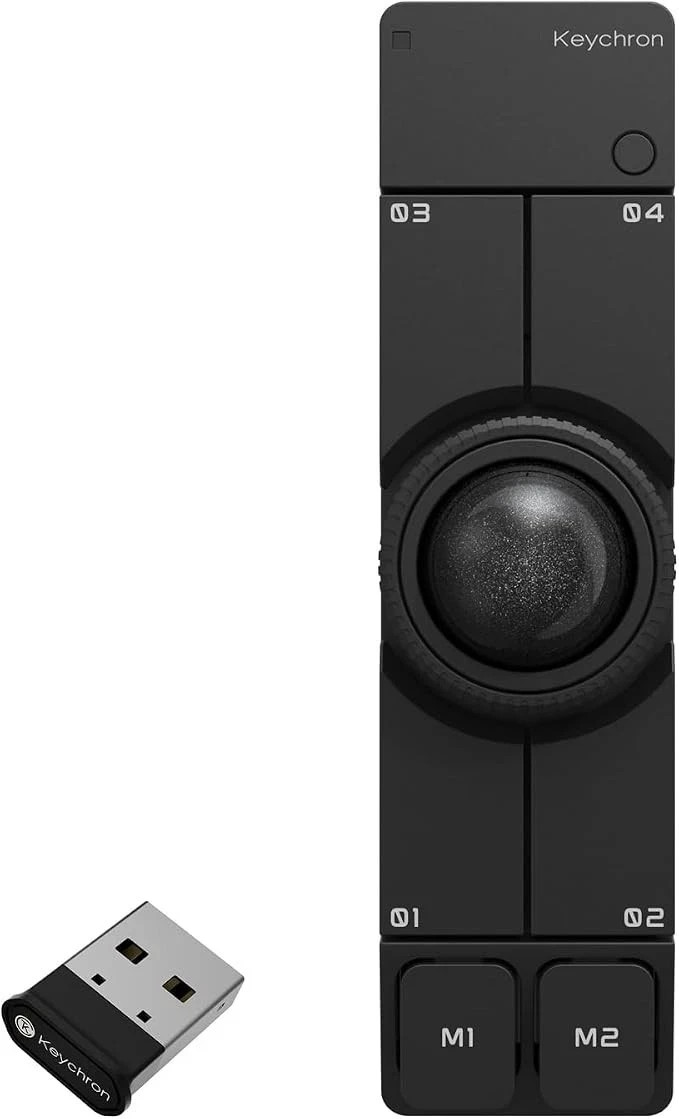 Keychron Nape Pro Bluetooth 5.3 2.4 GHz Wired Trackball Mouse Black New