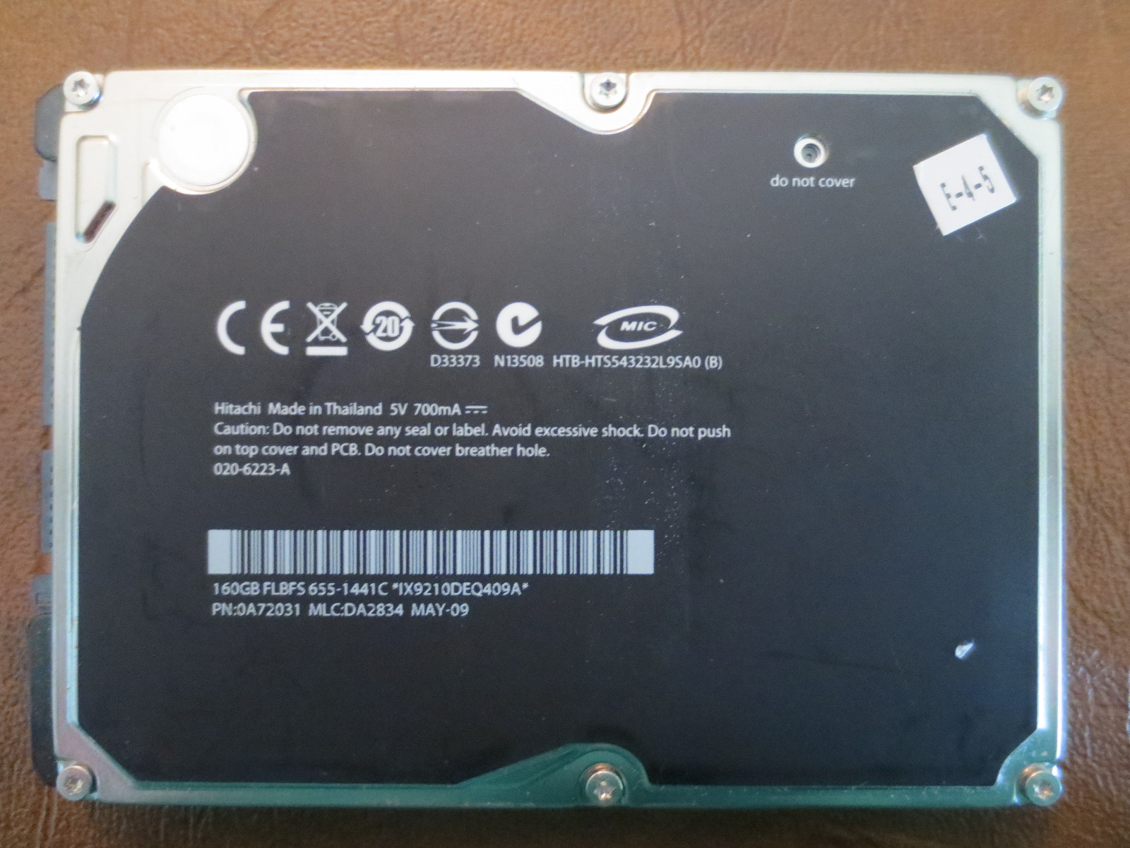 Hitachi HTS543232L9SA0 (B) PN:0A72031 MLC:DA2834 Apple#655-1441C 160gb Sata HDD