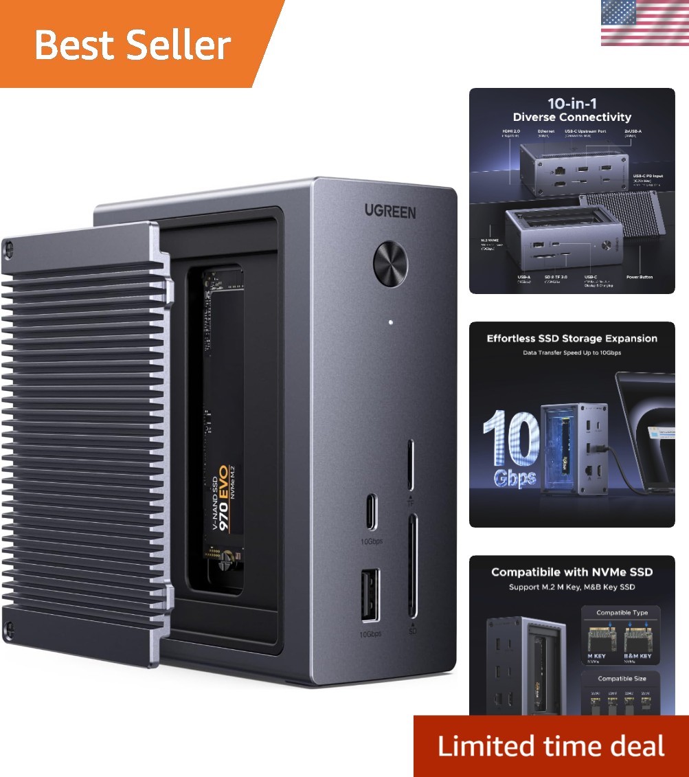 Versatile Revodok NVMe Docking Station: 10 Ports & Plug-and-Play for Quick Setup