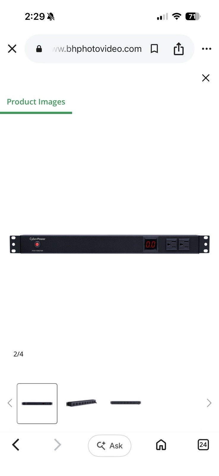 CyberPower PDU15M2F8R CyberPower 15A Metered PDU 1U with 10 Outlets
