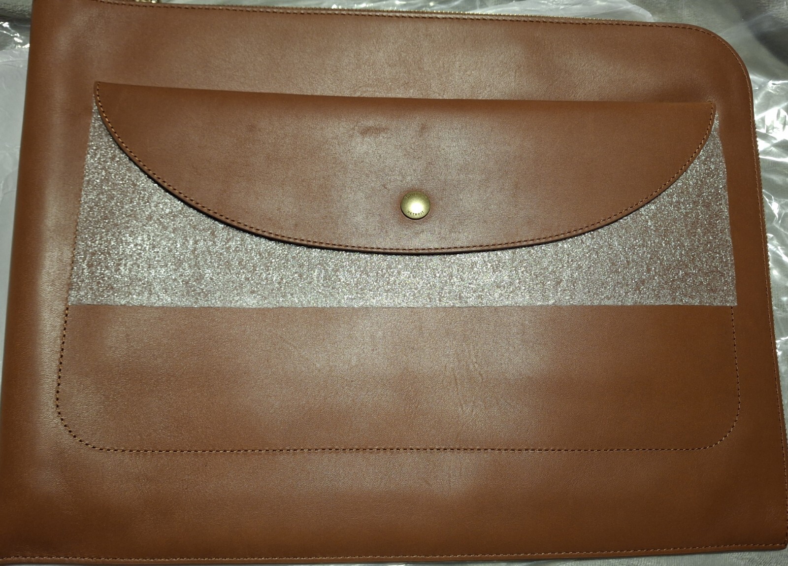 NEW $450 Shinola Detroit Birdy Tech Clutch Case Tan Natural Leather Laptop iPad