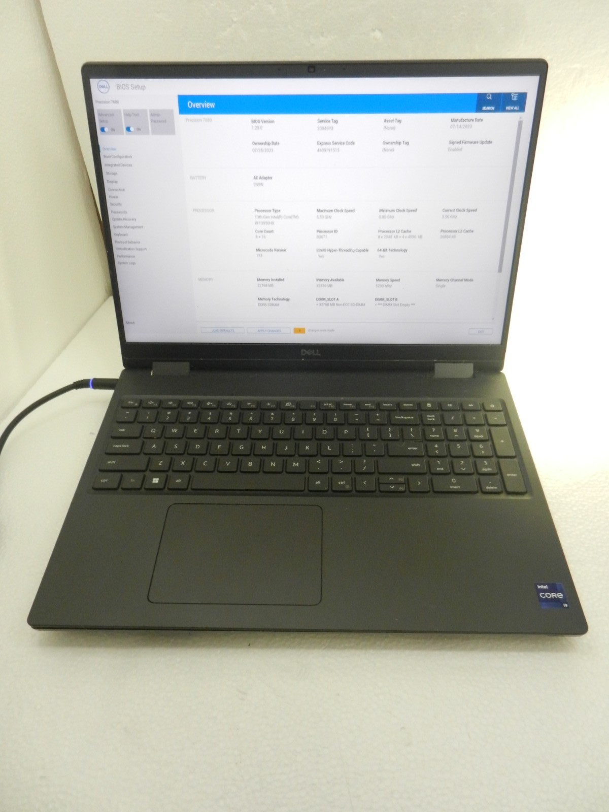 Dell Precision 7680 CORE i9-13950HX @ 3.56Ghz / 32GB RAM / NO HDD (RTX 3500)