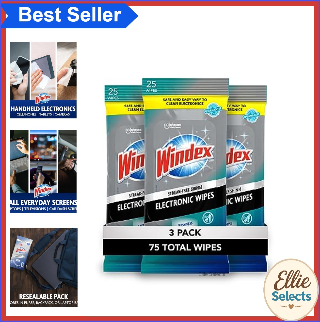Electronic Cleaning Wipes 25 Count 3 Pack Anti Static Streak Free for TV Laptop