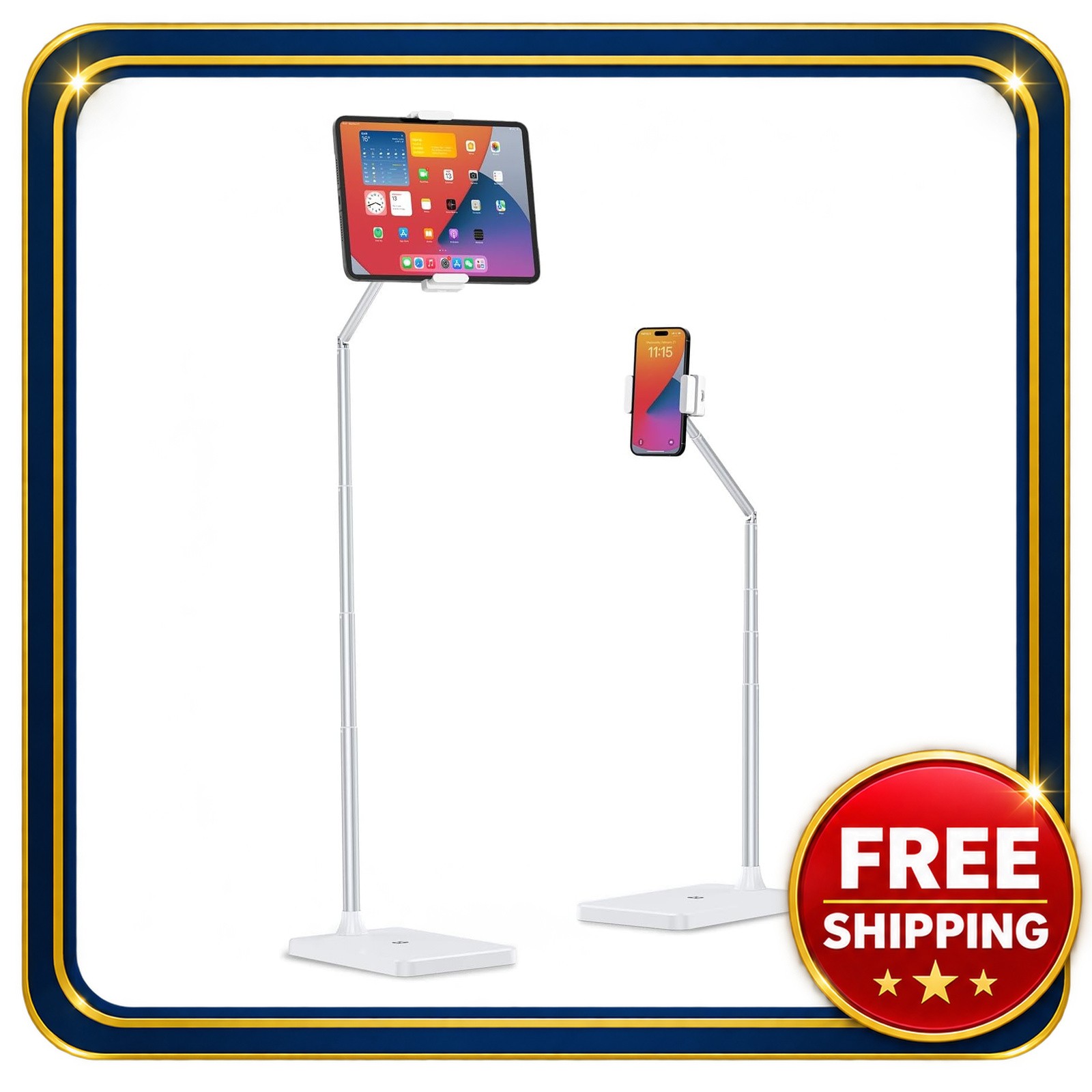 Floor Stand for Tablets Adjustable Height Universal Holder for Bed Sofa