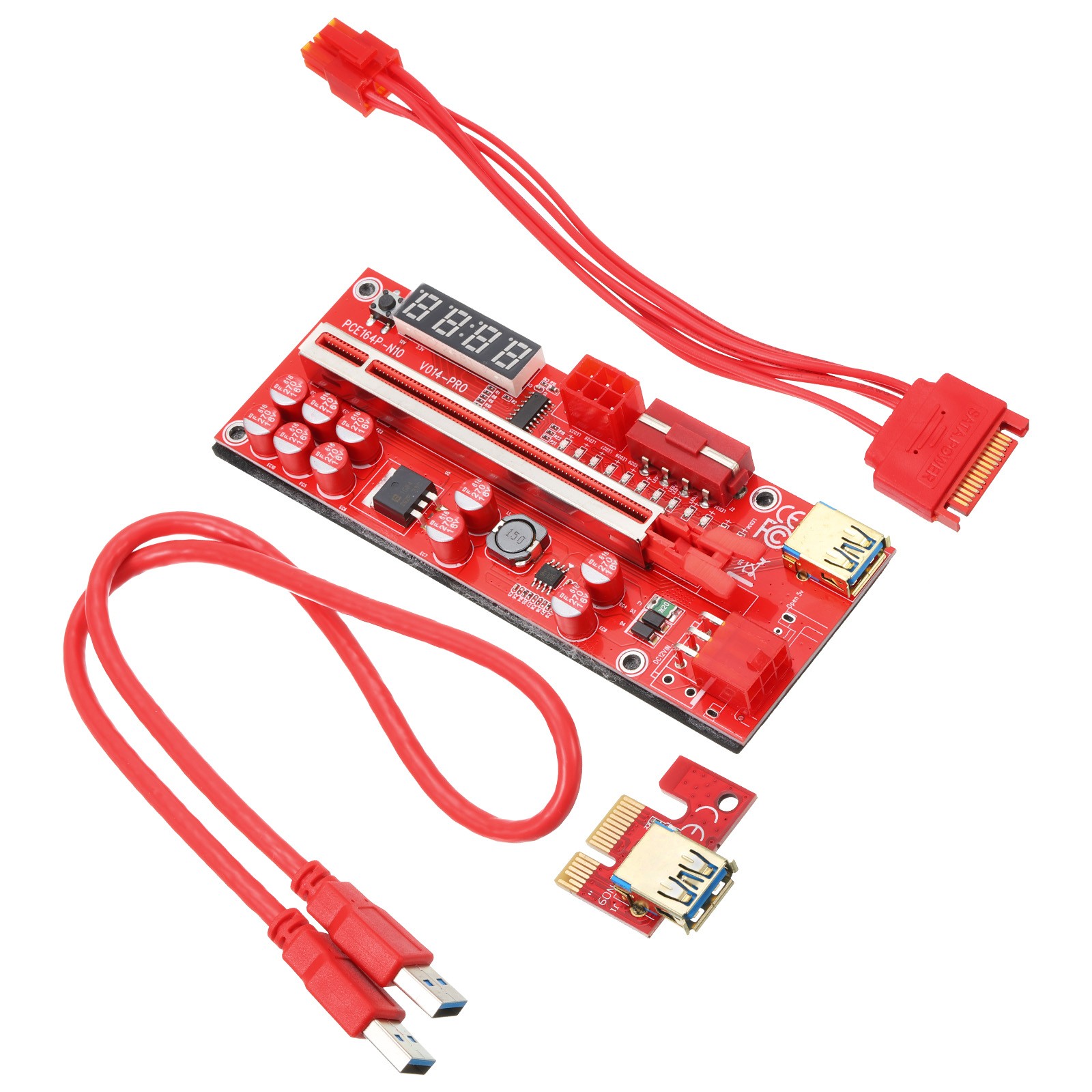 PCIE 1X to 16X Graphics Card Express Extender Riser Adapter Card with Power Cord