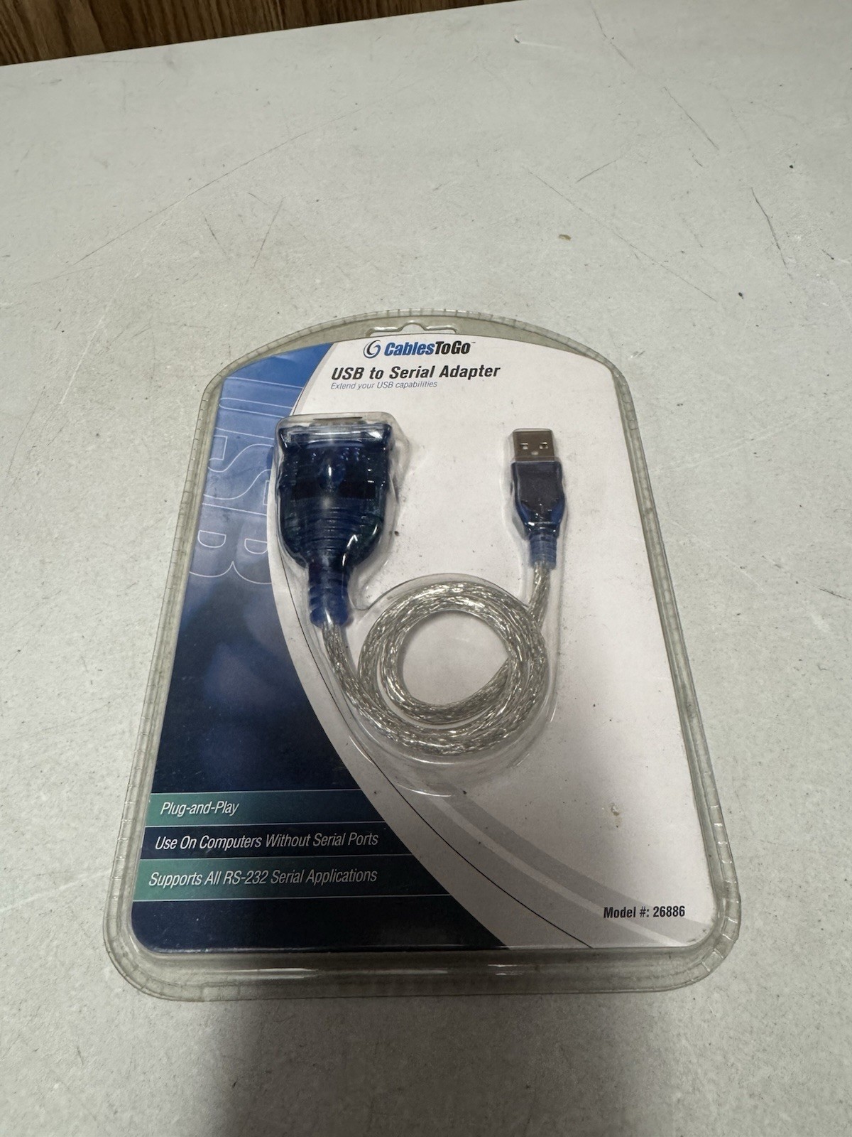 Cables To Go USB to Serial Adapter RS-232 DB9 Model 26886 New